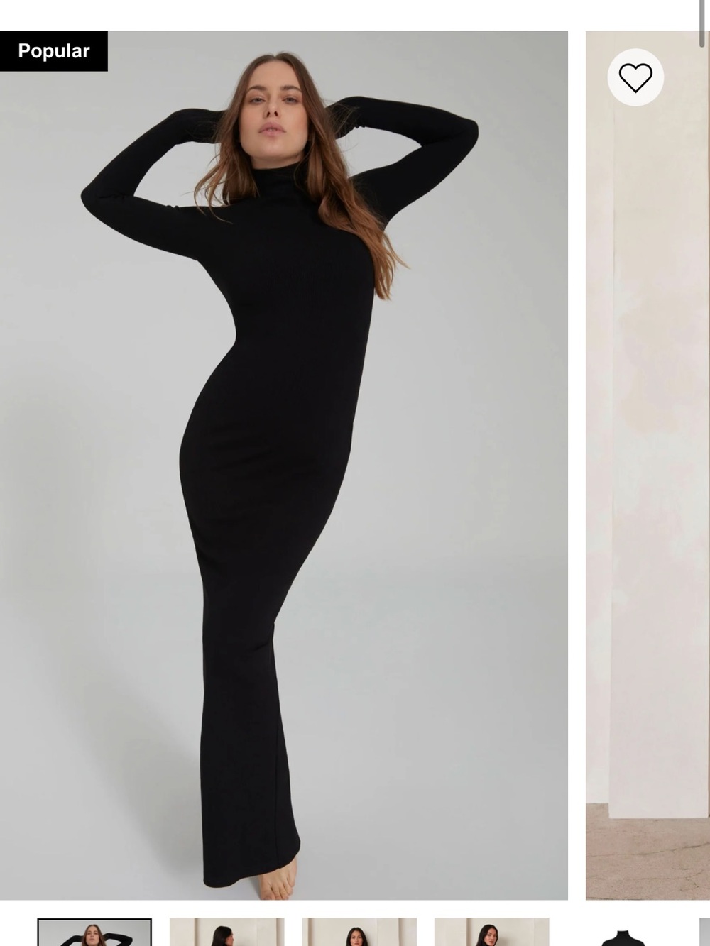 Slim Black Turtleneck Long-Sleeve Maxi Dress
